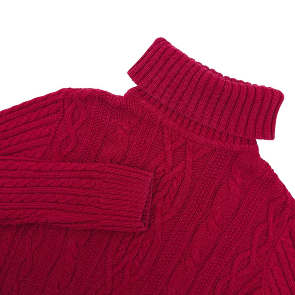 Croft & Barrow Cable Knit Turtleneck Sweater Women Small Red Cotton‎ Winter Cozy